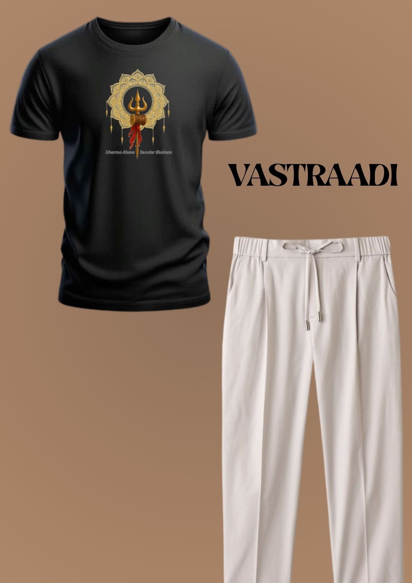 Vastradi Premium Combo Cream Joggers & Black T-shirt  – Comfort Meets Style