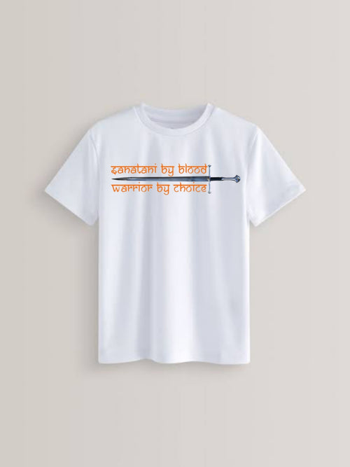 Sanatani T-Shirt Combo – Warrior by Choice & Born to Protect Dharma (Black & White)