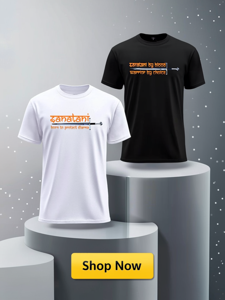 Sanatani T-Shirt Combo – Warrior by Choice & Born to Protect Dharma (Black & White)