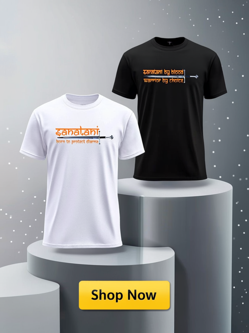 Sanatani T-Shirt Combo – Warrior by Choice & Born to Protect Dharma (Black & White)